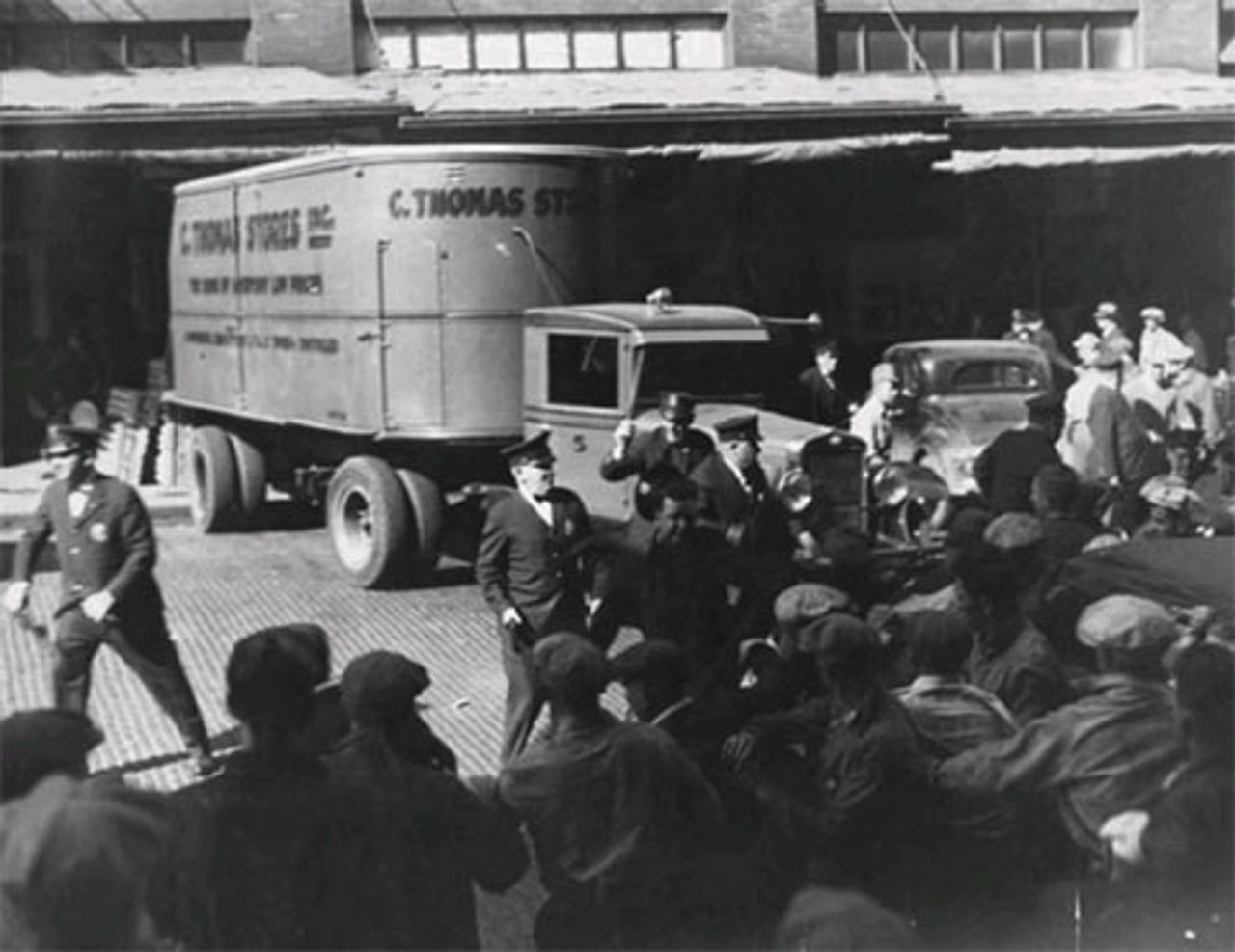 Police moving trucks